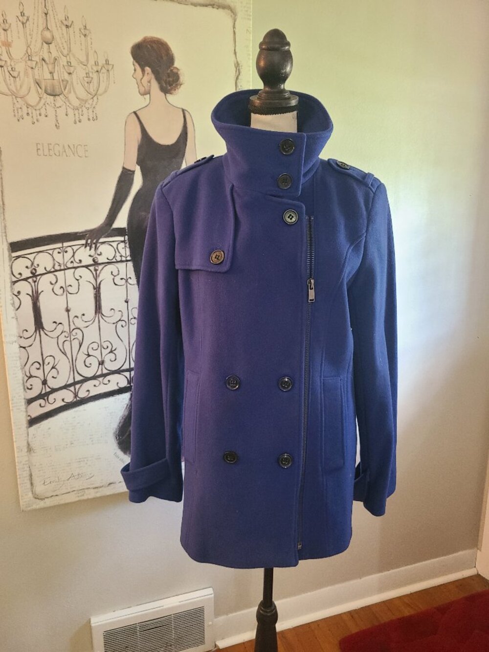 Andrew Marc New York Blue Double Breasted Women’s Size 12 Wool Cashmere